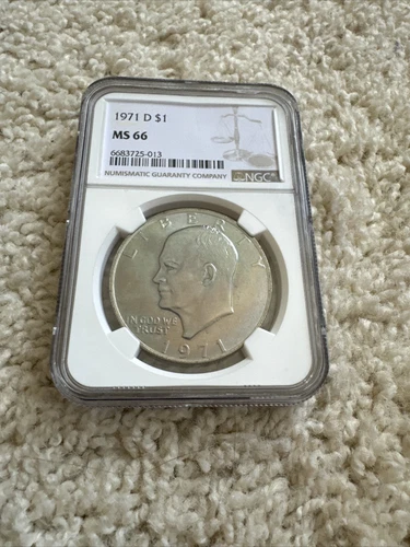 1971 D Dollar Eisenhower Nickel - Copper NGC MS-66 Rainbow Toning