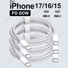 Fast Charger 60W USB-C to USB-C Cable Type C Cord For iPhone15 16 17 Samsung Lot