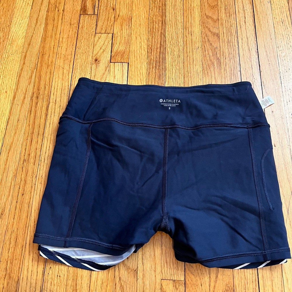 ATHLETA Stealth TruCool Tennis Skort Womens Small Navy Blue White Athletic Skirt