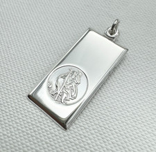Solid 925 Sterling Silver St Christopher Dogtag Pendant Only 15mm Brand New