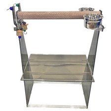 PORTABLE PARROT PERCH FLOOR STAND BIRD FEEDER Amber H36"-W24" Stainless Steel