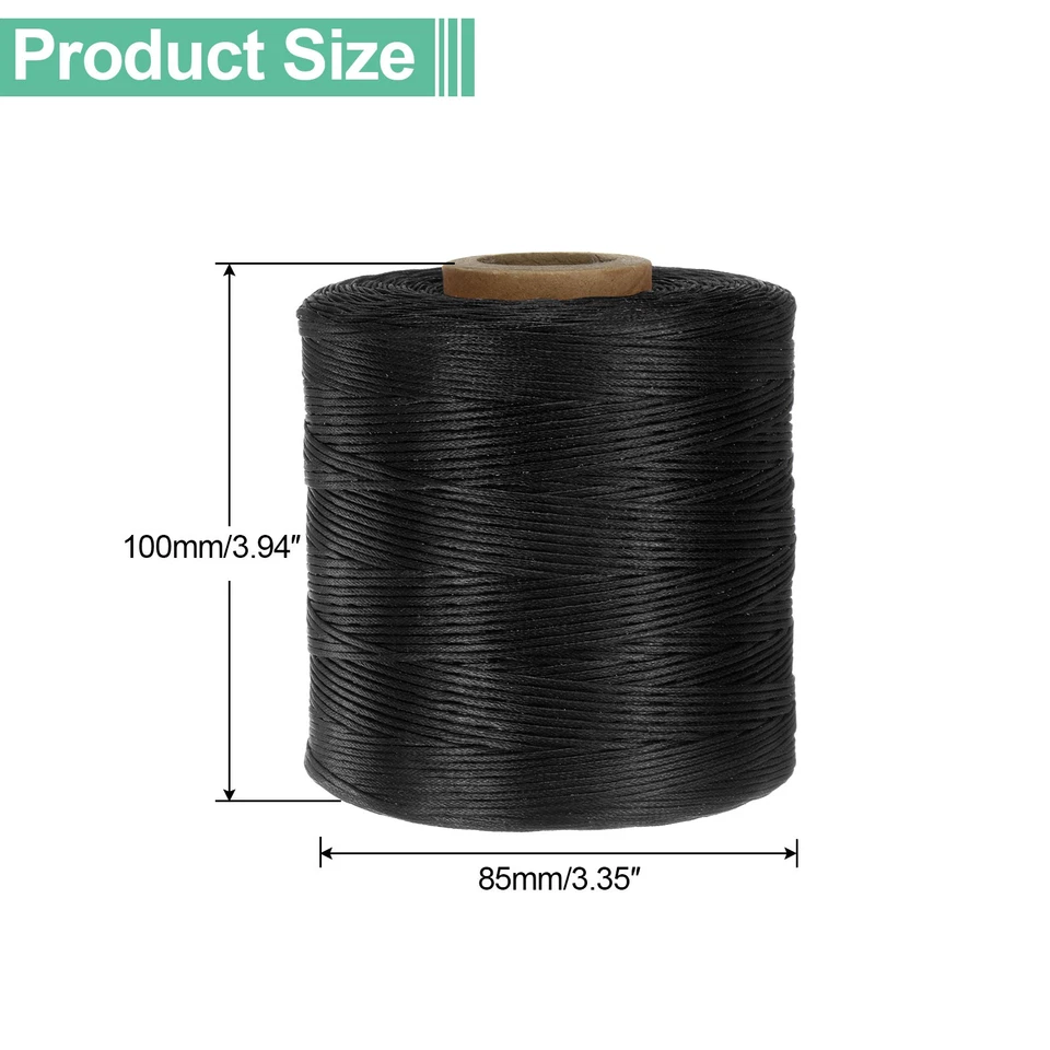 Hilo encerado 300D 547 yardas poliéster cuero costura cuerda encerada negra Foto 2 de 4