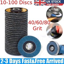 10-100x FLAP GRINDING SANDING DISCS 115mm 4.5" 40 60 80 120 GRIT ANGLE WHEEL UK