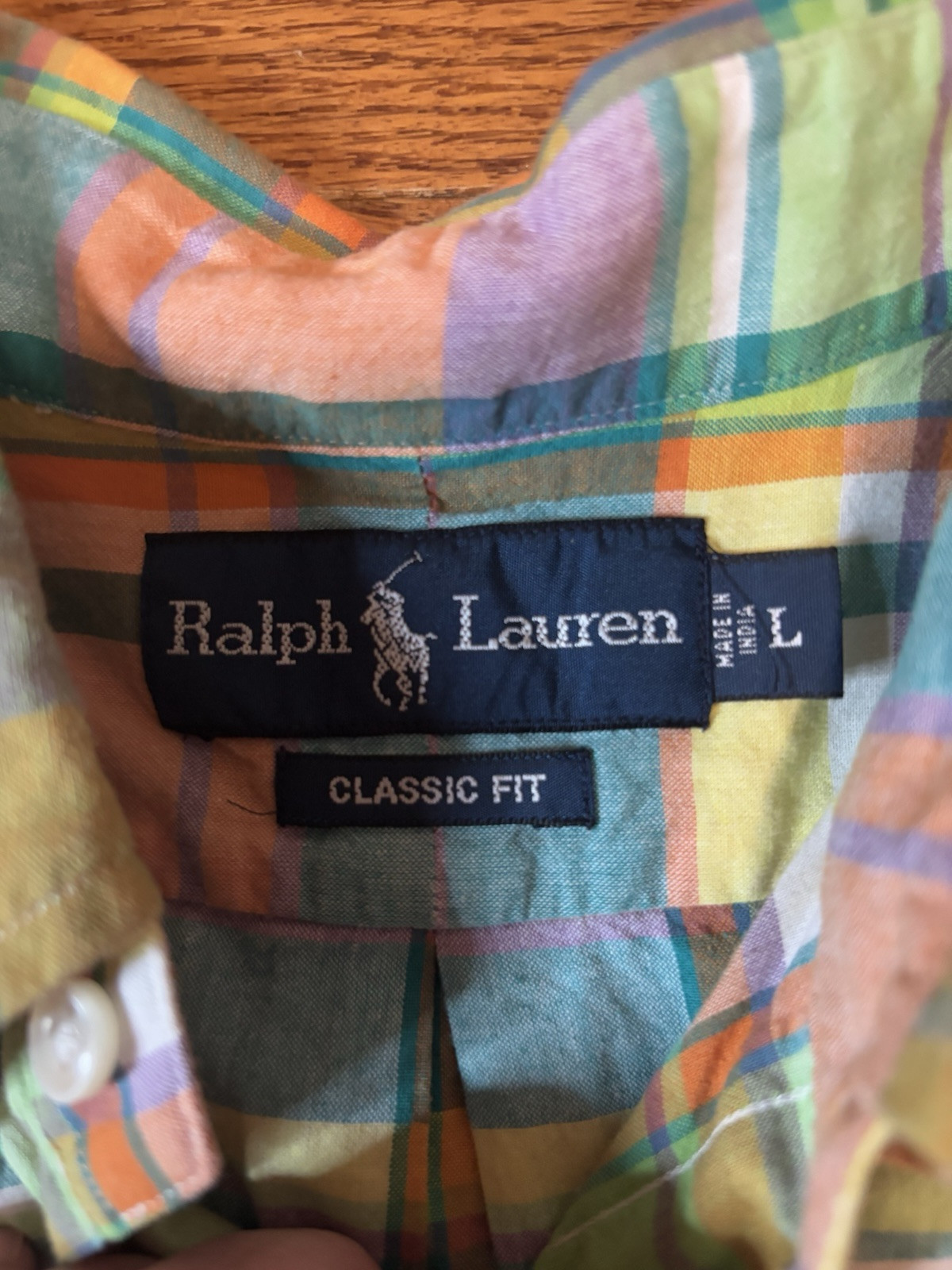 Polo Ralph Lauren Camicia Uomo L Bottoni Multicolore Plaid Viola Pony LEGGI