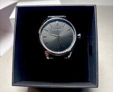 Nine West Bold Jasper Men's Watch Black Leather Band NWW2201M NEW