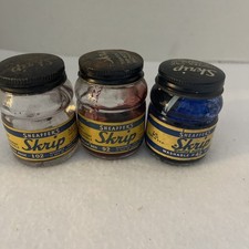 3 vintage Sheaffer's Skrip fountain pen ink bottles