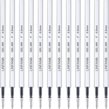 Black Gel Pen Refills 12 Pack 0.5Mm Fine Point Smooth Writing Quick Dry Ink
