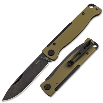 BOKER PLUS Atlas OD Green Folding Knife 12C27 Steel Handle Slipjoint 01BP0063