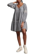 Lucky Brand Women's Cotton Embroidered Tiered Long-Sleeve Mini Dress Size XL