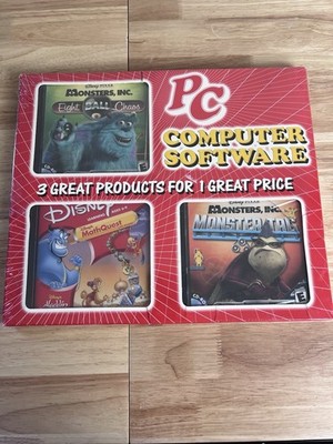 Vintage Disney Pixar Monsters Inc PC Computer Software 3 Game Set Sealed