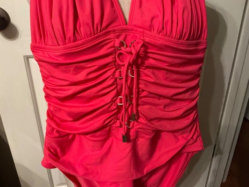 Bleu Rod Beattie rosa geraffte silberne Akzente 1 Stück Neckholder Badesuite Größe 10 - Bild 3 von 9