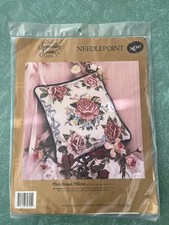 Candamar 1991 Needlepoint Pink Roses Pillow Sealed Kit 14" x 14" 30725