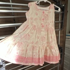 Sweet Honey Girls 5Y Pink White Floral A-Line Sleeveless Lace Button Dress