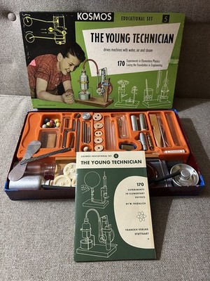 1957 KOSMOS THE YOUNG TECHNICIAN 170 EXPERIMENT SET IN BOX RARE MADE IN GERMANY 