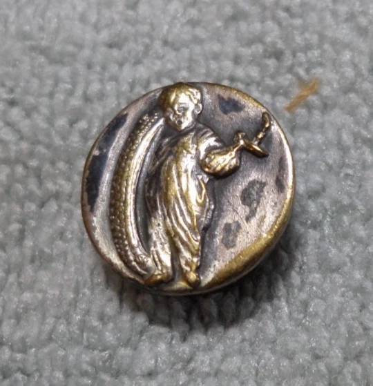 Vintage Antique Overall Stud Button FISK TIRE LITTLE BOY CANDLE - Image 3 of 4