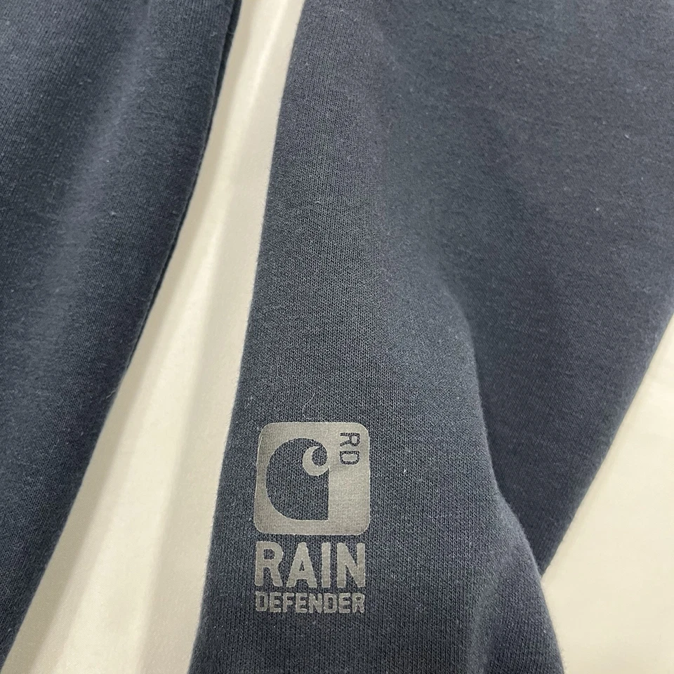Carhartt Sudadera con Capucha Para Hombres Mediana Azul Sudadera Defensor de la Lluvia Ropa de Trabajo Cremallera Original Foto 3 de 4