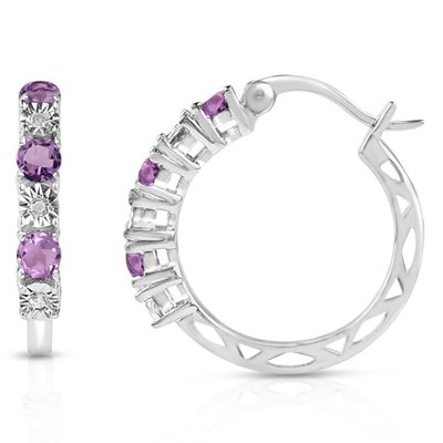925 Sterling Silber echte Diamant und Edelstein Creolen
