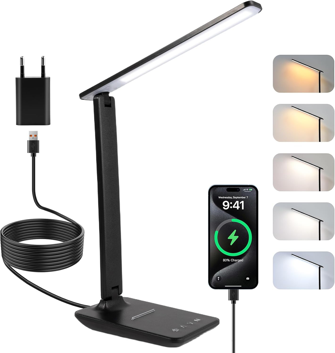 Lampada Da Scrivania a LED, Dimmerabile, Lampada Da Tavolo a LED Con 5 Colori E 