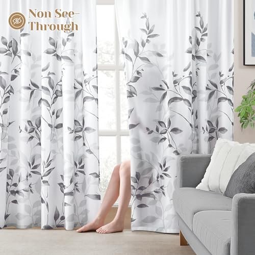 Non-See-Through Light Grey and White 52"W x 63"L (Pack of 2) Leaves-light Grey - 第 2/6 張圖片