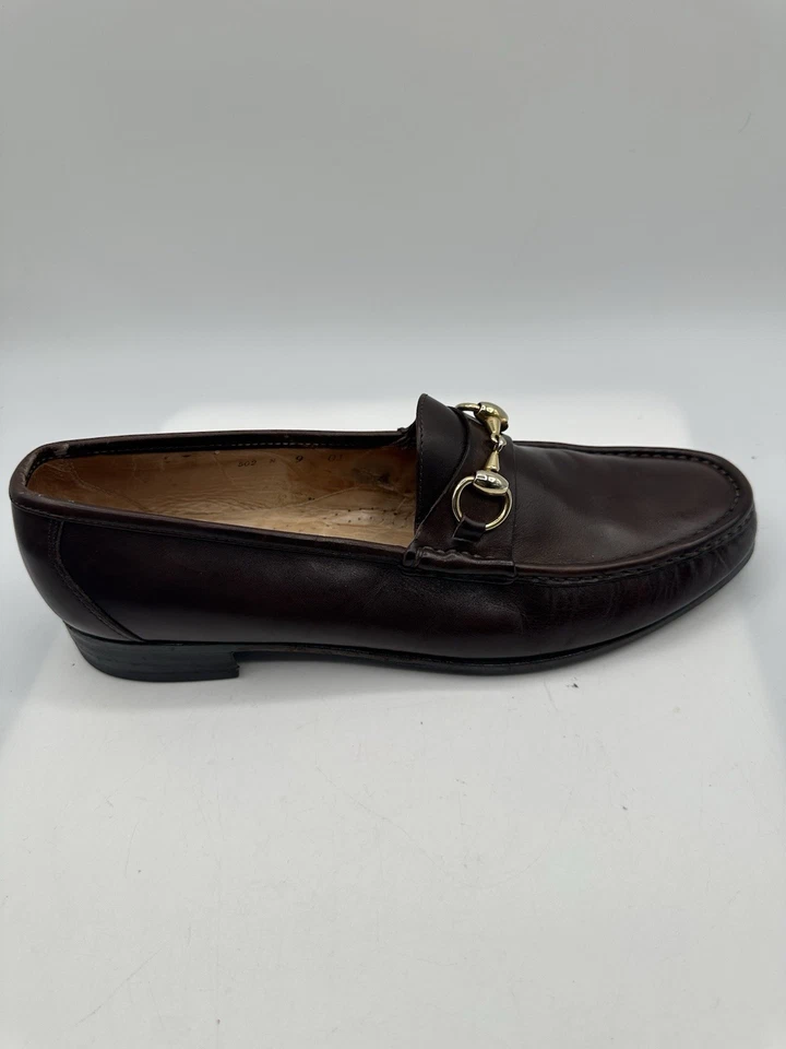 Cole Haan? Mocasines de cuero marrón dorado zapatos de punta de caballo para hombre 9N. LEER Foto 4 de 4