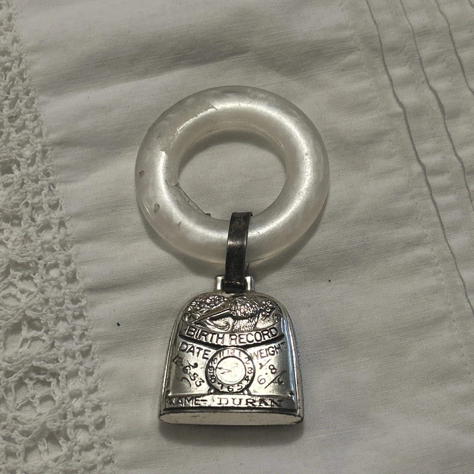 Babies 1953 Teething Ring Duran Date Weight Genealogy Piece Birth Record