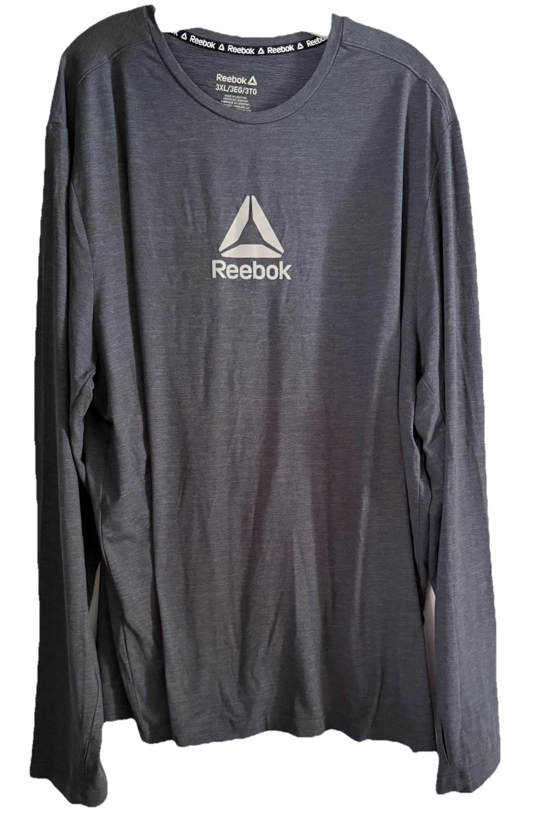 REEBOK PERFORMANCE RBK LS HEATHERED Crew Ebony HEATHER 3XL New Tags