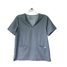 Figs Technical Collection Casma Three Pocket Scrub Top Graphite Size L 
