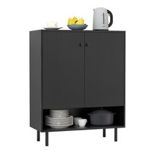 COSTWAY Sideboard Buffet Cabinet 2-Door Kitchen Storage Cabinet-Black
