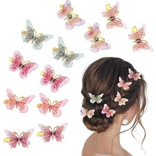 12Pcs Butterfly Hair Clips for Girls, Cute Kawaii Hair Clips, Colorful Butter...