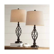 Franklin Iron Works Annie Traditional Rustic Farmhouse Table Lamps 28" Tall F...