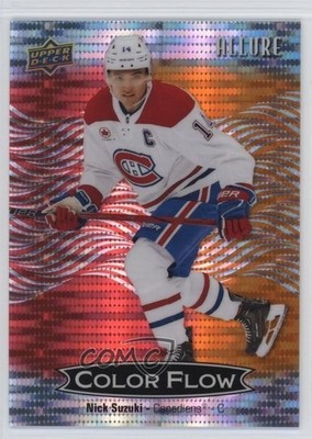 2024-25 Upper Deck Allure Color Flow Red Orange Spectrum 34/150 Nick Suzuki pe8