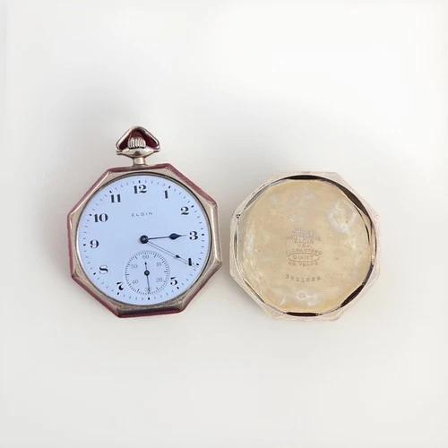 Vintage Old Antique 1916 Elgin 12S Grade 345 15j Jewels Pocket Watch Octagonal