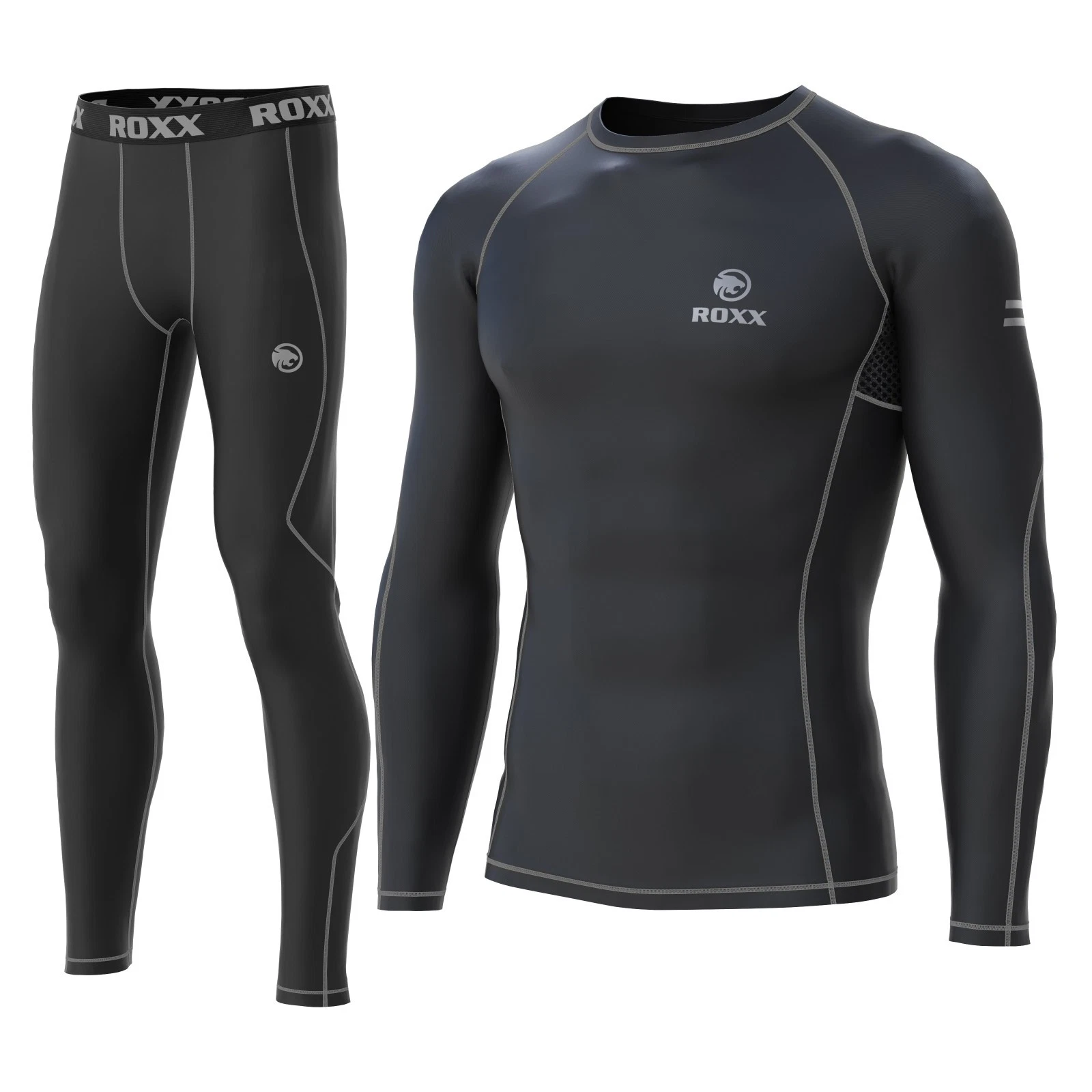 Mens Compression Armour Base layer Top Thermal Skin Fit Shirt + Leggings set UK