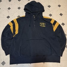 Polo Jeans Ralph Lauren Hoodie XXL Blue Gold Stripes Sleeve Embroidery Vintage