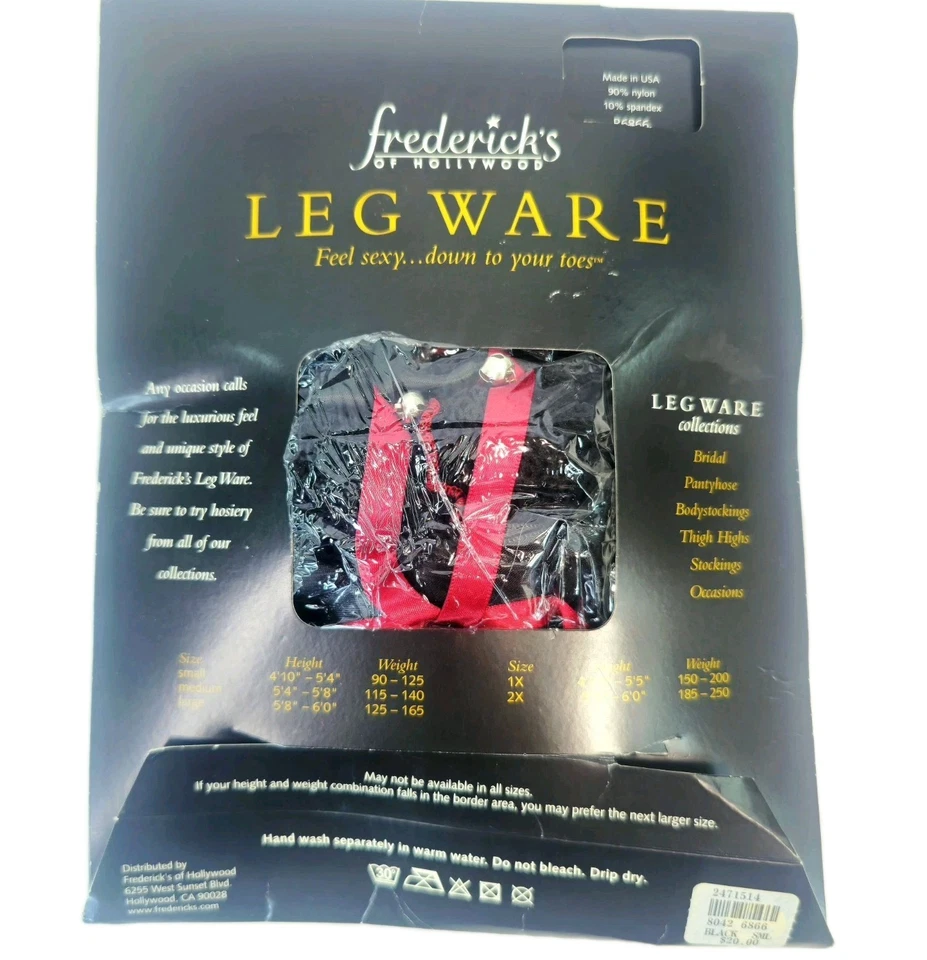 Sexy Frederick's Of Hollywood Leg Ware Negro Rojo Pequeño Jingle Bell Red con Encaje Foto 2 de 4