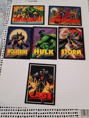 1993 Marvel Crunch N Munch 6 Karten Set Wolverine Spider-Man Hulk Storm Cage