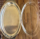 Pyrex Vintage 1233 Casserole 16 x 9.75 3Qt  B5 With Pilgrim Silver Plate Tray
