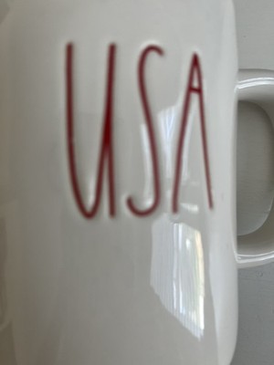 Coffee Mug/ Red letters/Blue inside/white mug Ray Dunn