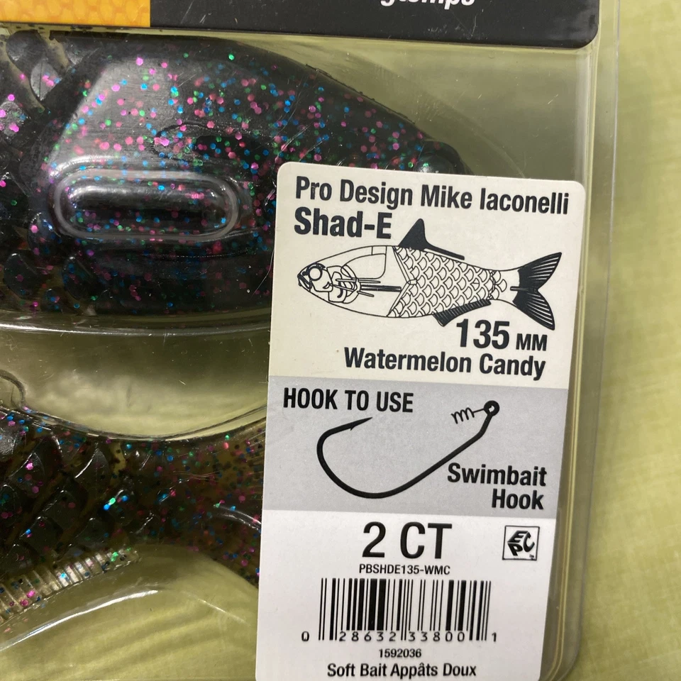 Berkley PowerBait Shad-E Watermelon Candy 2 count pack - Image 2 of 4