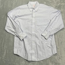 Brooks Brothers Madison Dress Shirt Mens 16 - 34 Blue Gingham Oxford Button Down
