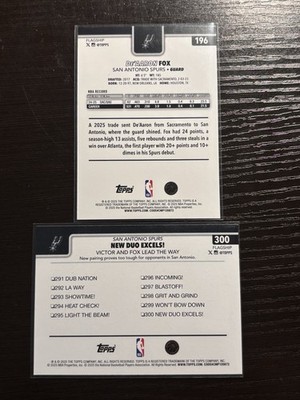 2025-26 Topps Basketball De'Aaron Fox Sandglitter SP #196 Spurs | eBay