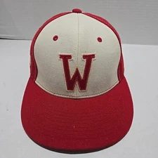  Stall & Dean "W" Logo Rucker Red Canvas Fitted Hat Sz 7 5/8