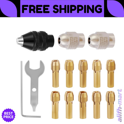 15PCS Keyless Drill Chuck Collet Set 1/32'' 1/8'' for Dremel Rotary Tool 4486 Comp