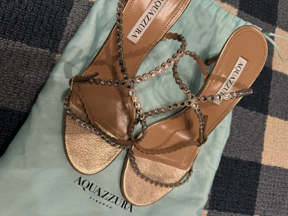 Отличные женские золотые каблуки Aquazzura 3 дюйма размер 37,5 - Изображение 4 из 4