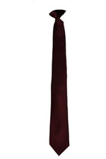 Men's clip-on burgundy solid color narrow tie width 2 1/2 inch