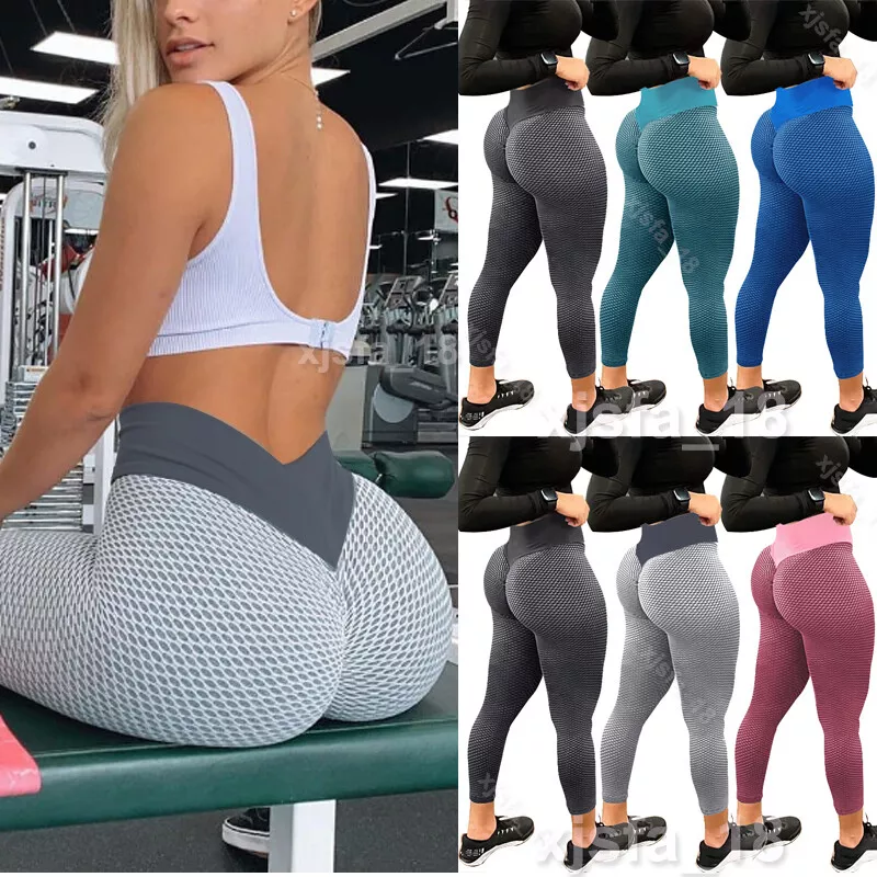 Tik Tok Women Yoga Pants Anti-Cellulite Push Up Ruched Butt Booty Leggings  Gym