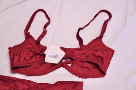 Agent Provocateur Tammi Red, 36C Bra, 2x Thongs & Brief Sz 4 & Suspender Sz. 2
