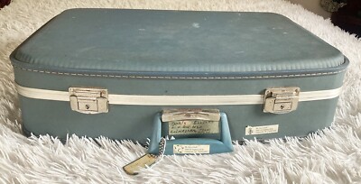Vintage 60s Nesting Hard Case Powder Blue Suitcases/luggage -2