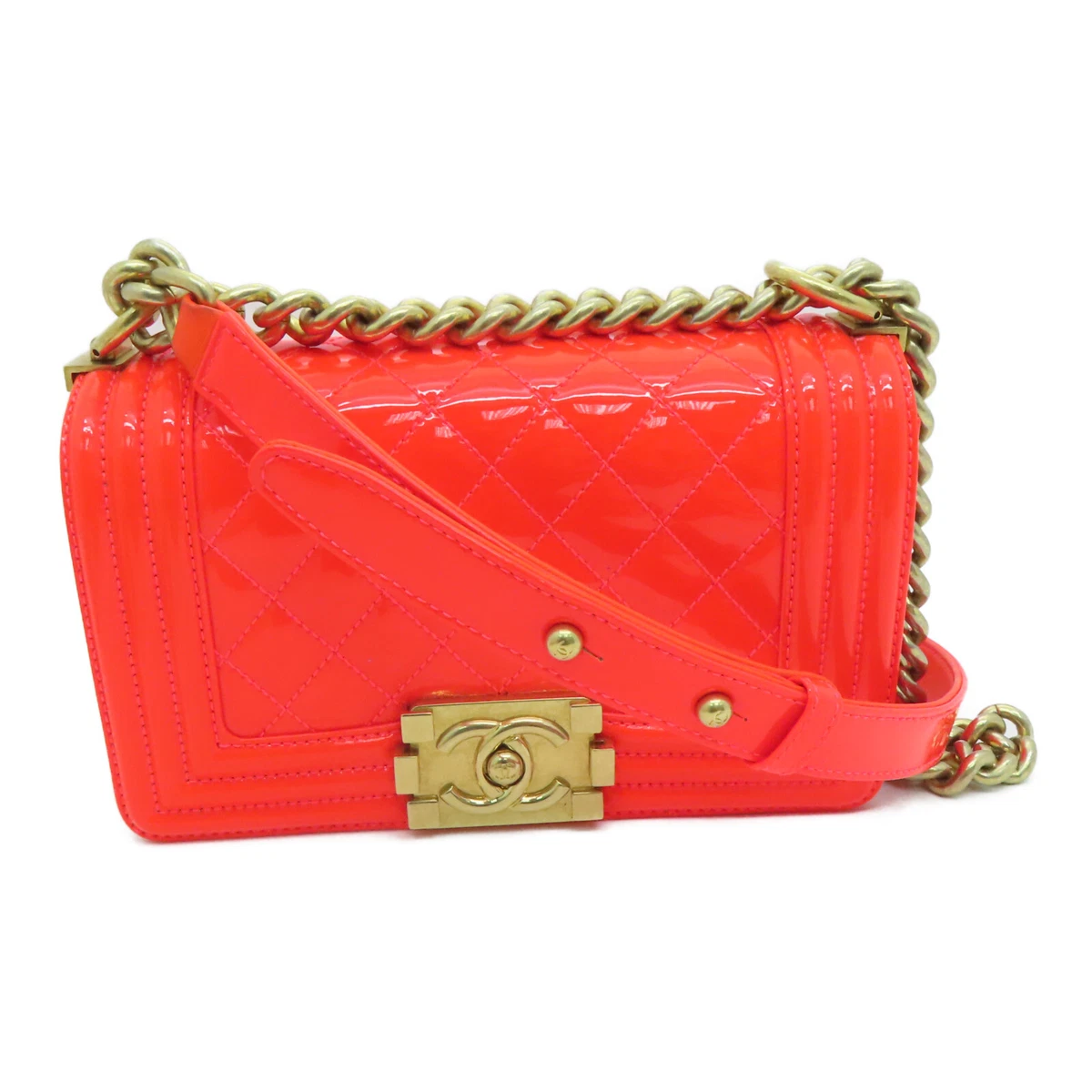 USD50OFF Chanel Quilted CC GHW Boy Chanel Chain Shoulder Bag Patent Lea