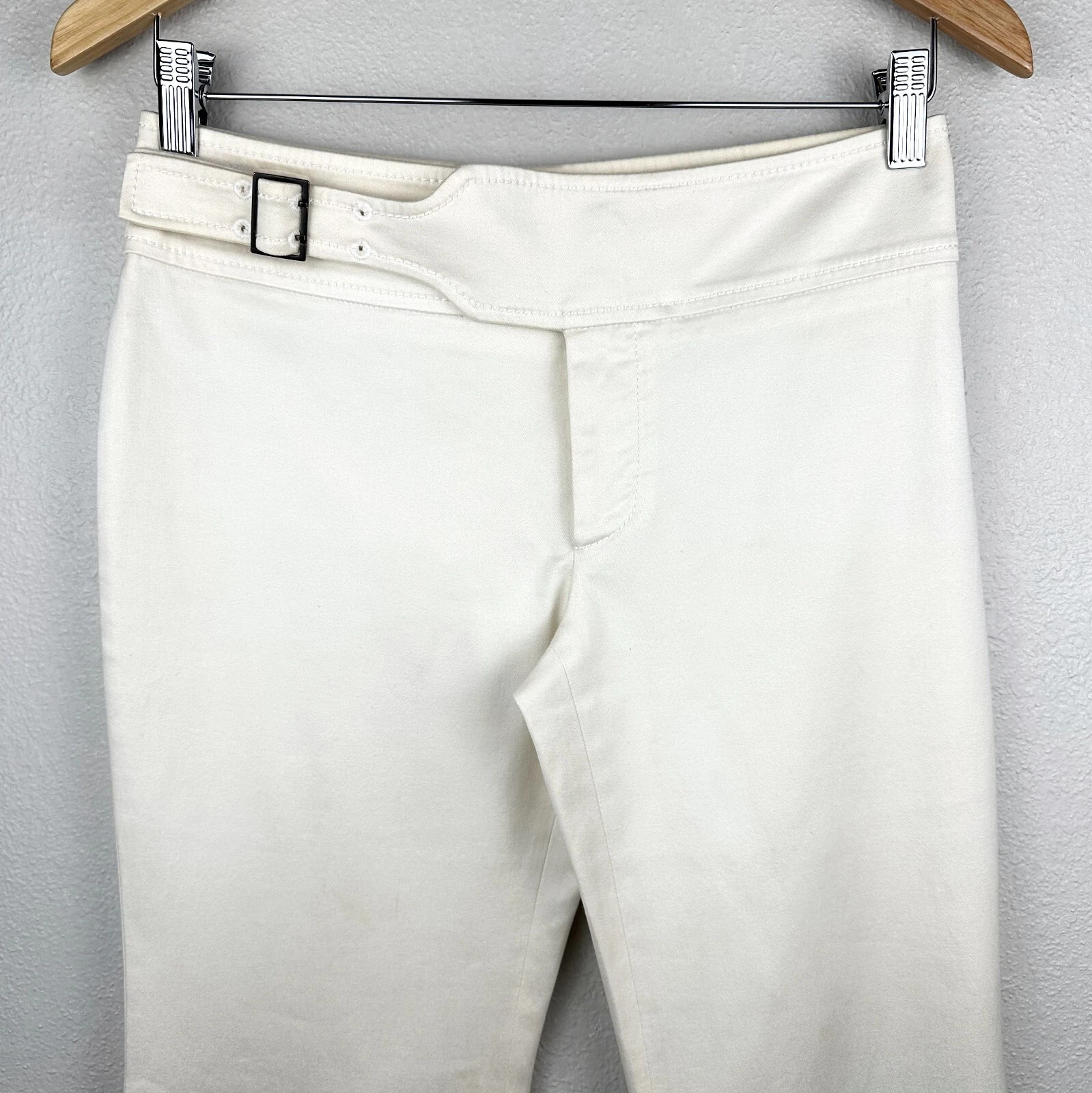 Pantalon évasé Gucci boucle ceinture taille basse pantalons blanc crème taille IT 38